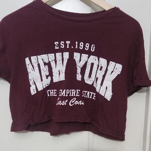 Empire State Burgundy Graphic Crop Top